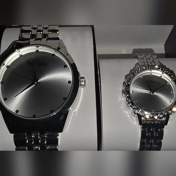Bob Mackie Silver Mens And Womens Watch Set